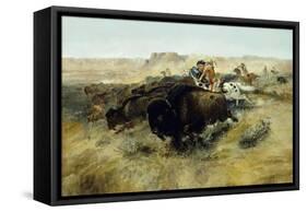Buffalo Hunt No. 7, 1892-1895-Charles Marion Russell-Framed Stretched Canvas