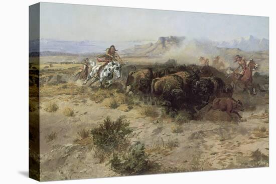 Buffalo Hunt Number 26, 1899-Charles Marion Russell-Stretched Canvas