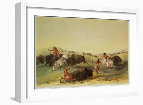 Buffalo Hunt, Plate 7 from Catlin's North American Indian Collection, by Mcgahey, Day and Haghe-George Catlin-Framed Giclee Print