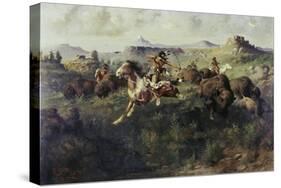 Buffalo Hunt-Edgar Samuel Paxson-Stretched Canvas