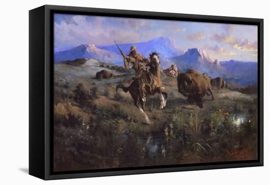 Buffalo Hunt-Edgar Samuel Paxson-Framed Stretched Canvas