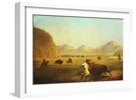 Buffalo Hunt-Alfred Jacob Miller-Framed Art Print