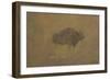 Buffalo in a Sandstorm (Oil on Paper Mounted on Board)-Albert Bierstadt-Framed Giclee Print