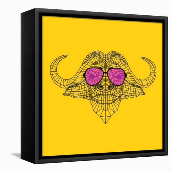 Buffalo in Pink Glasses-Lisa Kroll-Framed Stretched Canvas