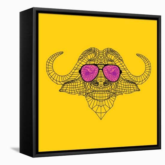 Buffalo in Pink Glasses-Lisa Kroll-Framed Stretched Canvas