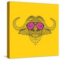 Buffalo in Pink Glasses-Lisa Kroll-Stretched Canvas