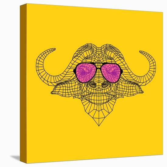 Buffalo in Pink Glasses-Lisa Kroll-Stretched Canvas