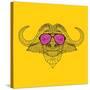 Buffalo in Pink Glasses-Lisa Kroll-Stretched Canvas