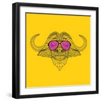 Buffalo in Pink Glasses-Lisa Kroll-Framed Art Print