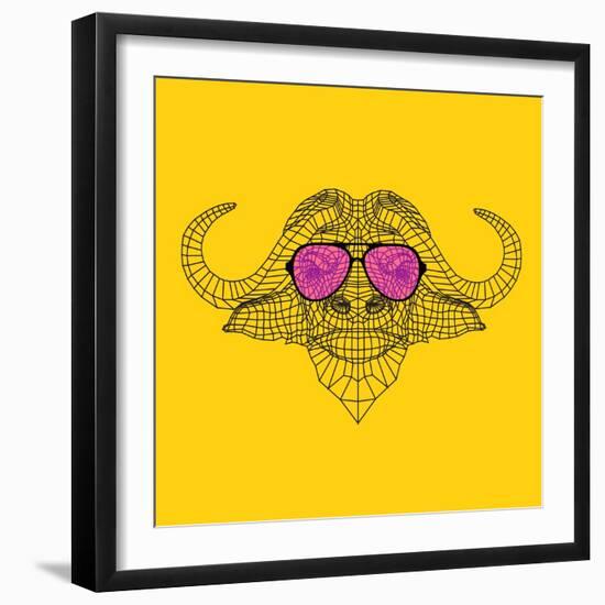 Buffalo in Pink Glasses-Lisa Kroll-Framed Art Print
