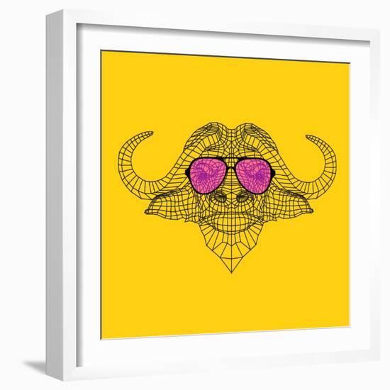 Buffalo in Pink Glasses-Lisa Kroll-Framed Art Print