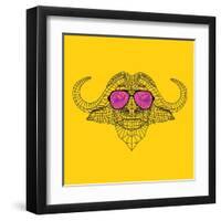 Buffalo in Pink Glasses-Lisa Kroll-Framed Art Print