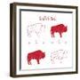 BUFFALO MEAT CUTS SCHEME-ONiONAstudio-Framed Art Print