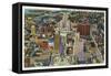 Buffalo, New York, Aerial View of Downtown and the Civic Center-Lantern Press-Framed Stretched Canvas