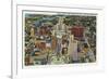 Buffalo, New York, Aerial View of Downtown and the Civic Center-Lantern Press-Framed Premium Giclee Print