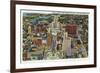 Buffalo, New York, Aerial View of Downtown and the Civic Center-Lantern Press-Framed Premium Giclee Print