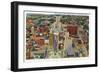 Buffalo, New York - Aerial View of Downtown and the Civic Center-Lantern Press-Framed Art Print