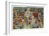 Buffalo, New York - Aerial View of Downtown and the Civic Center-Lantern Press-Framed Art Print