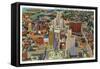 Buffalo, New York - Aerial View of Downtown and the Civic Center-Lantern Press-Framed Stretched Canvas