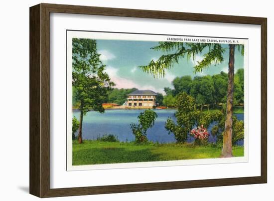 Buffalo, New York - Cazenovia Park View of the Lake and Casino-Lantern Press-Framed Art Print