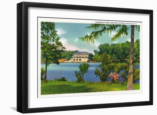 Buffalo, New York - Cazenovia Park View of the Lake and Casino-Lantern Press-Framed Art Print