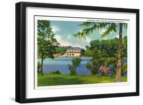 Buffalo, New York - Cazenovia Park View of the Lake and Casino-Lantern Press-Framed Art Print