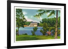 Buffalo, New York - Cazenovia Park View of the Lake and Casino-Lantern Press-Framed Premium Giclee Print