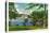 Buffalo, New York - Cazenovia Park View of the Lake and Casino-Lantern Press-Stretched Canvas