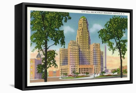 Buffalo, New York - Exterior View of City Hall and the McKinley Monument-Lantern Press-Framed Stretched Canvas