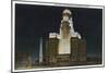 Buffalo, New York, Exterior View of City Hall with McKinley Monument at Night-Lantern Press-Mounted Art Print