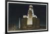 Buffalo, New York, Exterior View of City Hall with McKinley Monument at Night-Lantern Press-Framed Art Print