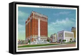 Buffalo, New York - Exterior View of Hotel Statler and NY State Office Bldg-Lantern Press-Framed Stretched Canvas