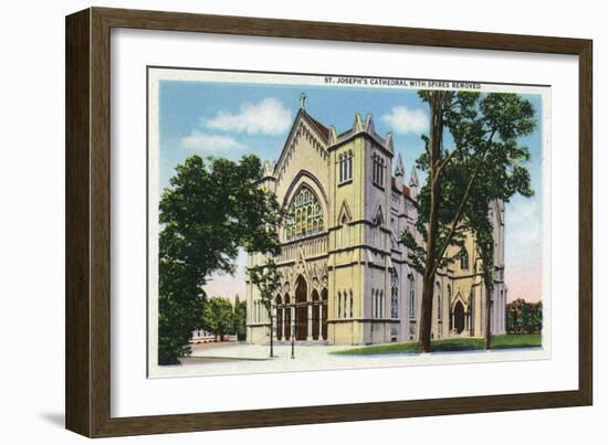 Buffalo, New York, Exterior View of St. Joseph's Cathedral with Spires Removed-Lantern Press-Framed Art Print