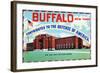 Buffalo, New York, Large Letters, Exterior View of the 106 Field Artillery Armory Building-Lantern Press-Framed Art Print