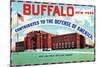 Buffalo, New York, Large Letters, Exterior View of the 106 Field Artillery Armory Building-Lantern Press-Mounted Art Print