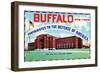 Buffalo, New York, Large Letters, Exterior View of the 106 Field Artillery Armory Building-Lantern Press-Framed Art Print