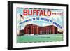 Buffalo, New York, Large Letters, Exterior View of the 106 Field Artillery Armory Building-Lantern Press-Framed Art Print