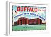 Buffalo, New York, Large Letters, Exterior View of the 106 Field Artillery Armory Building-Lantern Press-Framed Art Print