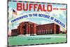 Buffalo, New York, Large Letters, Exterior View of the 106 Field Artillery Armory Building-Lantern Press-Mounted Art Print