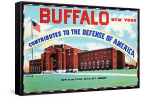 Buffalo, New York, Large Letters, Exterior View of the 106 Field Artillery Armory Building-Lantern Press-Framed Stretched Canvas