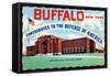 Buffalo, New York, Large Letters, Exterior View of the 106 Field Artillery Armory Building-Lantern Press-Framed Stretched Canvas