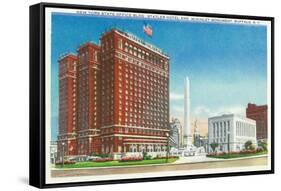 Buffalo, New York - NY State Office, Statler Hotel, McKinley Monument View-Lantern Press-Framed Stretched Canvas