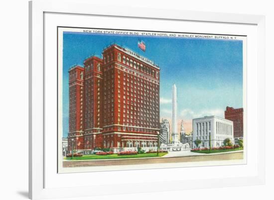 Buffalo, New York - NY State Office, Statler Hotel, McKinley Monument View-Lantern Press-Framed Premium Giclee Print