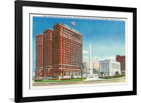 Buffalo, New York - NY State Office, Statler Hotel, McKinley Monument View-Lantern Press-Framed Premium Giclee Print