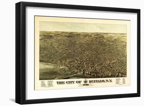 Buffalo, New York - Panoramic Map-Lantern Press-Framed Art Print