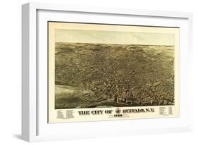 Buffalo, New York - Panoramic Map-Lantern Press-Framed Art Print