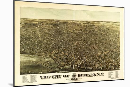Buffalo, New York - Panoramic Map-Lantern Press-Mounted Art Print