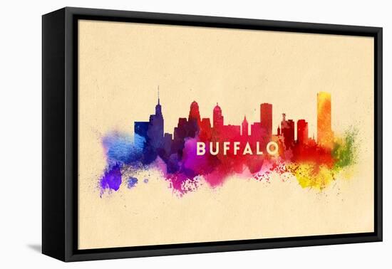 Buffalo, New York - Skyline Abstract-Lantern Press-Framed Stretched Canvas