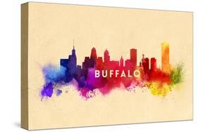 Buffalo, New York - Skyline Abstract-Lantern Press-Stretched Canvas