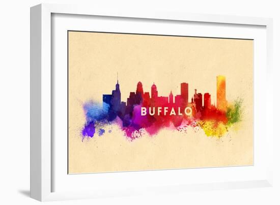 Buffalo, New York - Skyline Abstract-Lantern Press-Framed Art Print